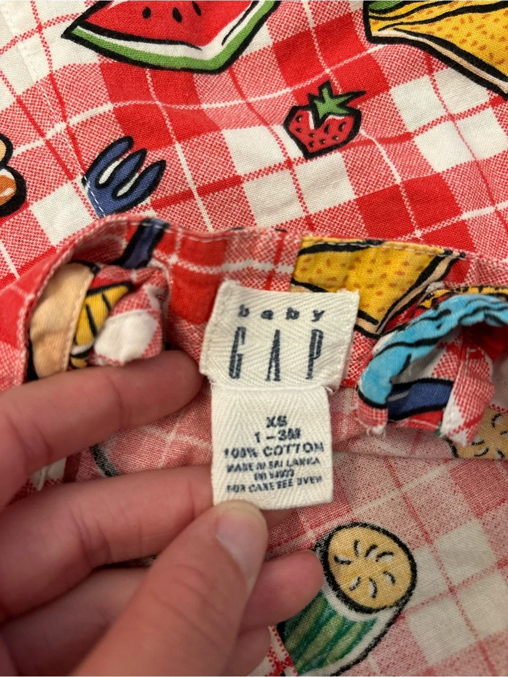 Baby Gap Vintage Red Plaid Picnic Blanket Food Sleeveless Romper